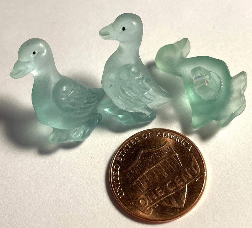 3 Vtg JHB Semi-translucent Blue Green Duck Goose Bird Buttons 23mm 7/8" 15017 - Image 1 of 2