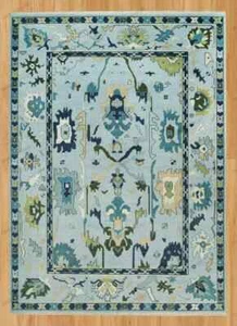 Turquoise Oushak Rug Hand Knotted Wool And Cotton Livingroom Area Rug Carpets - Picture 1 of 6
