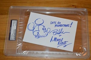 Bret Iwan ~ Hand Signed & Sketched 4x6 w/ Encapsulated PSA ~ Disney Mickey Mouse - Picture 1 of 6
