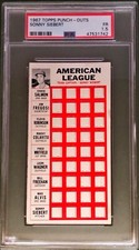 1967 TOPPS PUNCH-OUTS SONNY SIEBERT PSA 1.5 CLEVELAND INDIANS TEST ISSUE