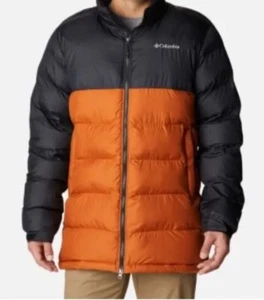 Columbia Men M Pike Lake Omni Heat Puffer Jacket-Storm Lite Fill-Blk/Orange-NEW - Picture 1 of 9