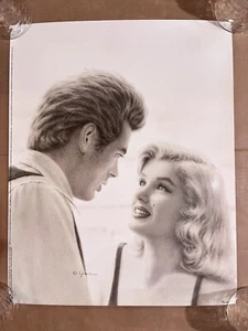 Marilyn Monroe James dean duo vintage poster drawing illustration style 1981 - Picture 1 of 6