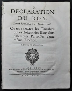  [DROIT Ancien Régime] DECLARATION DU ROY Taillables qui exploitent des Biens  - Imagen 1 de 2