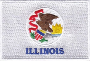 Parches bordados con bandera del estado de Illinois de 3""x2"" de hierro - Imagen 1 de 1