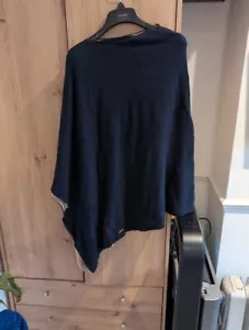 Poncho mantella reversibile Joules blu navy/beige sovrapposizione taglia unica - Foto 1 di 4