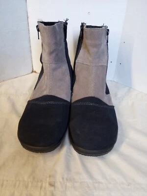 Martino Canada Ширли черный желтовато-коричневый замши кожи ботильоны стороны молнии женщин 10 М - Изображение 1 из 4