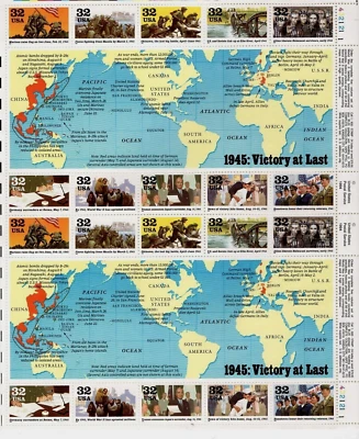 WORLD WAR II 1945 ROAD TO VICTORY #2981 US HISTORY 20 MINT NH VF 32c STAMP SHEET - Image 1 of 2