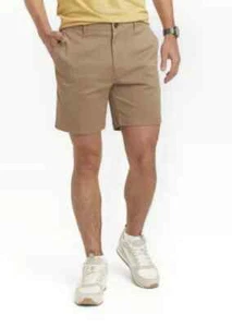 Goodfellow Dark Khaki Flat Front 9" Inseam Chino Shorts - Mens 34" FREESHIP - Picture 1 of 3