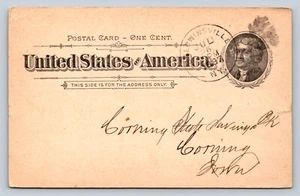 1894 UX12 US Postal Card FIRST NATIONAL BANK BALDWINSVILLE NY To CORNING BANK IA - Picture 1 of 3