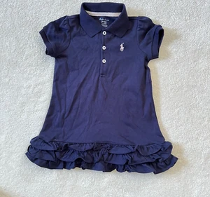 Ralph Lauren Mädchen blau Kragen Kurzarm Rüschen Saum Shirt Kleid Gr. 12M - Bild 1 von 5