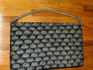 Women's Vintage Black & Gold Purse With Weaved Metal Accents - Picture 1 of 11
