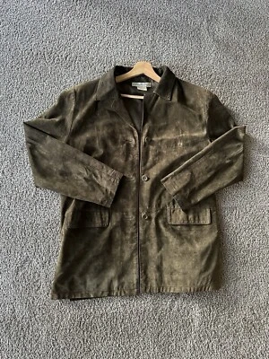 Chaqueta Blazer Para Mujer De Colección Años 90 Y2K Marrón Gamuza Cuero Talla L Boho Hippie Foto 1 de 4