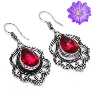 Pink Tourmaline Gemstone 925 Sterling Silver Earring Handmade Jewelry Earring - Picture 1 of 3