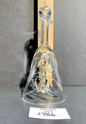 Glass Bell Etched Floral Star Vintage - Image 1 of 4