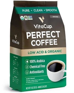 VitaCup Perfect Low Acid Coffee Ground, USDA Organic & Fair Trade, Mycotoxin Fre - Picture 1 of 1