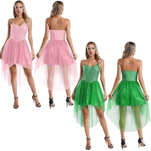 Womens Dancewear A-line Dress Sleeveless Halloween V Neck Cosplay Party Sequin - Picture 1 of 33