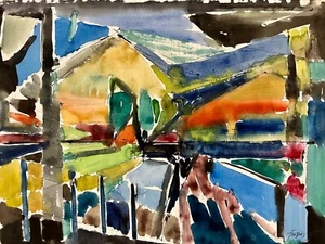 „Chiappa Imperia" | Aquarell Abstrakt | Franz Ruffing 1953 | 60x81 cm - Bild 1 von 1