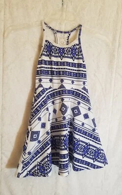 Girl's P.S. By Aeropostale Blue & White Strappy Dress With Lace Accents Size 7 - Image 1 of 4