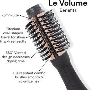 2-in-1Titanium Hair Dryer Brush | 2-in-1 Hot Air Brush with Brush Barrel (Black) - Picture 1 of 6