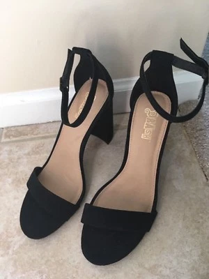 SANDALIA BRASH Negra HOUSTON 4" Tacón Bloque Correa de Tobillo Ajustable Talla 8  Foto 1 de 4
