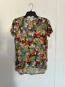Lularoe Gracie Disney Snow White Dwarfs Patterned Shirt Sz 12 NEW - Picture 1 of 4
