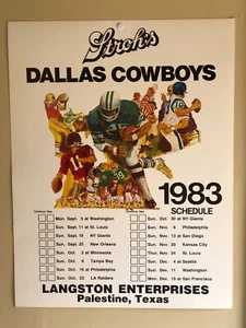 Dallas Cowboys ORIGINAL 1983 Football Schedule Stroh's Beer Wall Display 17"x22" - Picture 1 of 3
