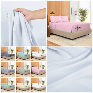 100% Egyptian Cotton Extra Deep 40 cm Fitted Sheet Bed Sheets Single Double King