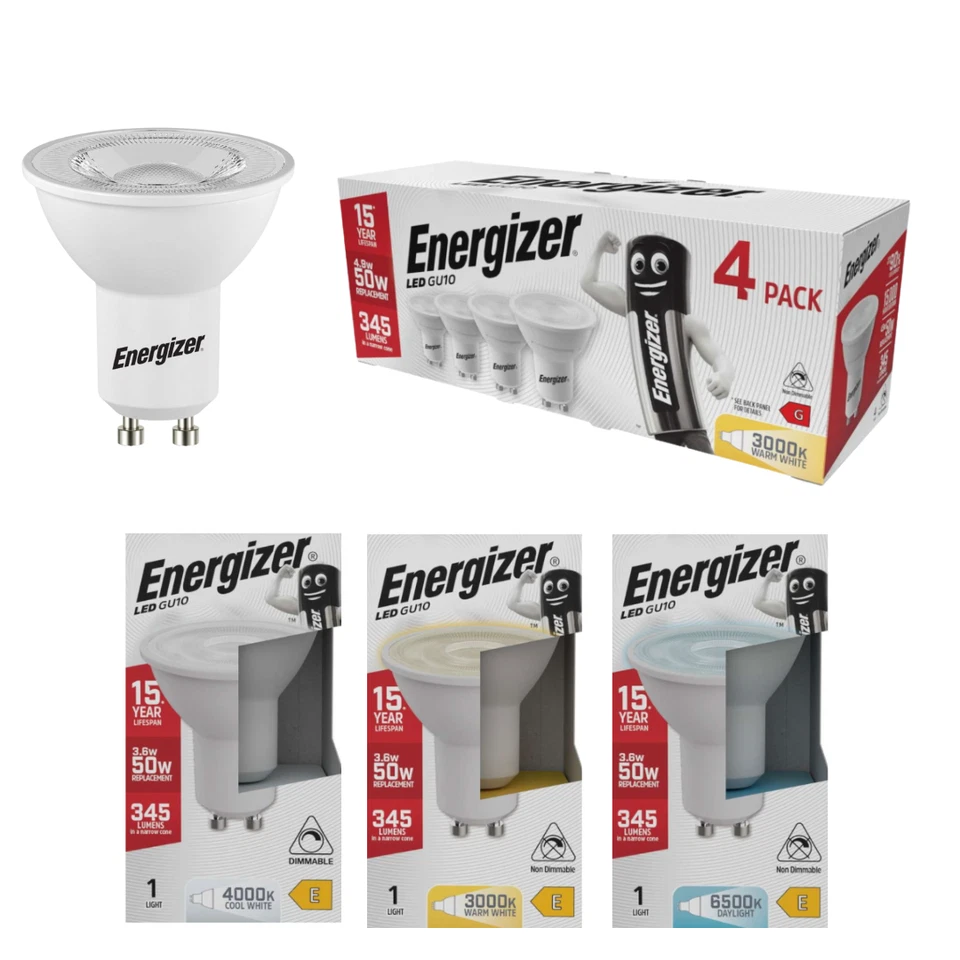 ENERGIZER GU10 LED BULBS Spot Light Lamps Warm Cool Day White Down Lights - Image 1 of 4