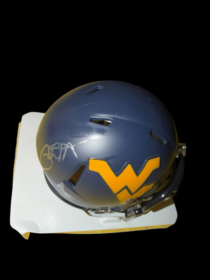 PAT WHITE Signed WEST VIRGINIA MOUNTAINEERS Football Mini Helmet QB JSA - Image 1 of 1