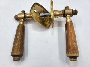 Rare Vintage Brass Wooden Pair Door Windows Handles decor Furniture - Picture 1 of 13