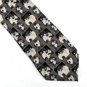Corbata vintage Looney Tunes Tasmanian Devil Taz negra gris novedad 1999 - Imagen 1 de 6