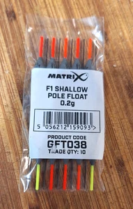 Matrix F1 Slim Pole Floats x 10 Bulk Pack - Pole Match Fishing Float 0.2g - Picture 1 of 3