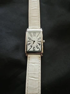 Reloj Anne Klein Art Deco Ivory Tank 22mm 10/375 Negro Wt Tono Plata Bonito - Imagen 1 de 6