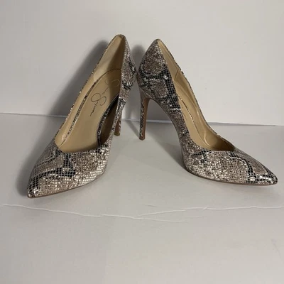 Jessica Simpson Haneh 蛇皮印花高跟鞋 10M 码尖头高跟鞋 — 第 1/4 张图片