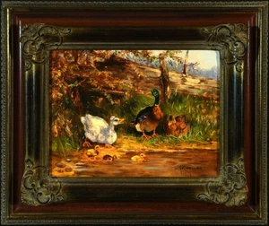 Hartmut Keyser Ölgemälde „Enten am Ufer“ um 1948 Deutschland – Original signiert - Picture 1 of 2