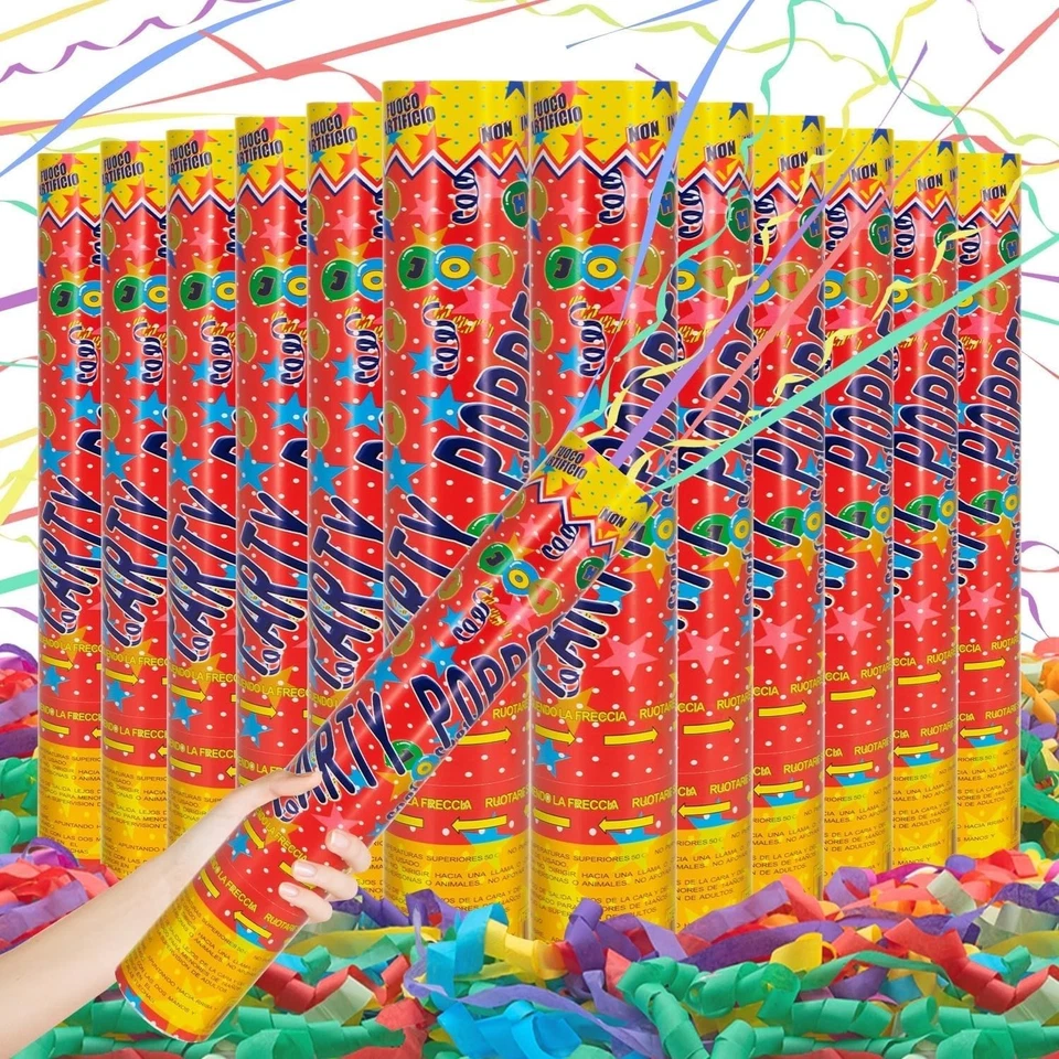 Cañón de Confeti 12 Pulgadas Multicolor Confeti Popper Fiesta Streamer Bi... Envío Rápido Foto 1 de 4