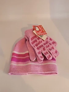 Hello Kitty Little Girls Pink Winter Hat and Gloves Set, Warm Beanie - Picture 1 of 4