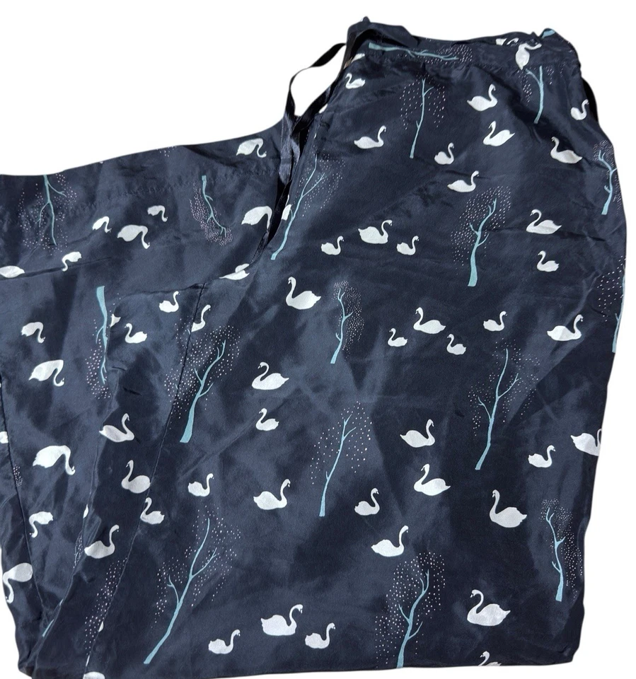 Alfani Silk Lounge Pants Swan Black Womens Large Pajama Sleepwear Soft Luxury - Image 1 of 4