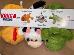 Kong Cozie Spielpaket Hundespielzeug 3er Pack Set Charlie Huhn Chloe Kuh Andy Alligator - Bild 1 von 5