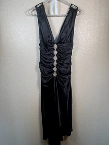 ABS Evening Essentials by Allen Schwartz Sz 2 Satin Black Gown Special Occasion - Picture 1 of 9