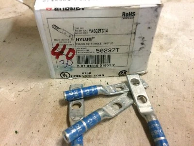 BURNDY YA6C2TC14 Two Hole Lug Compression Connector,6 AWG - Image 1 of 4