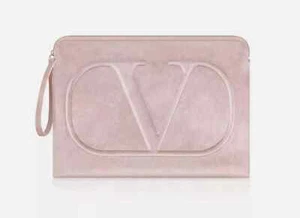 Valentino Beauty Nude Blush Velvet Laptop Pouch Wrist Bag Clutch 15’ NEW - Picture 1 of 6