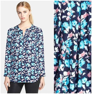 HARLOWE & GRAHAM FLORAL HENLEY TUNIC BLOUSE Sz S Nordstrom NEW $ 78 - Picture 1 of 1