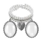 Oval Glass Wedding Photo Pendant Heart Styled Pendent Pearl for Bridal