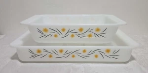SET 2 RARE VINTAGE RIGOPAL PYREX YELLOW FLOWER CASSEROLES HORNO ARGENTINA - Picture 1 of 24