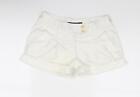 French Connection Womens White Cotton Hot Pants Shorts Size 8 Regular Zip