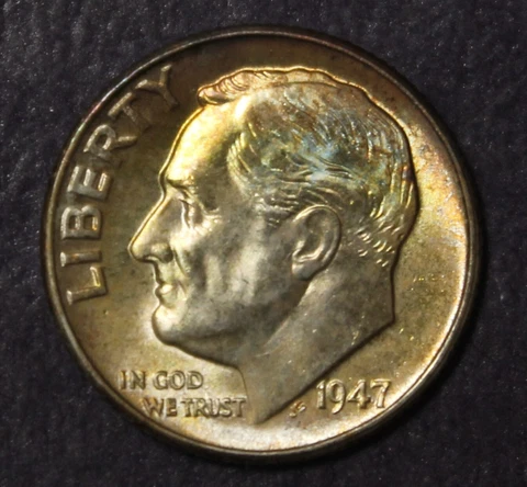1947 Roosevelt Dime Gem BU Attractive Tone................Lot 8790 Cover