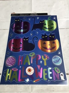 HALLOWEEN Window Clings Cartoon Black CATS, Pumpkins, Happy Halloween Icons - Picture 1 of 2