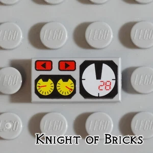 LEGO Minifigure LIGHT GRAY Groove w Red 82 Yellow and White Gauges Tile 1x2 - Picture 1 of 2