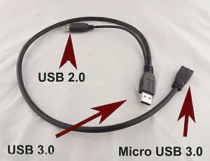 USB 3.0 A Male Micro USB 3.0 B Y Cord Cable For Toshiba External Hard Drive Disk - Picture 1 of 6